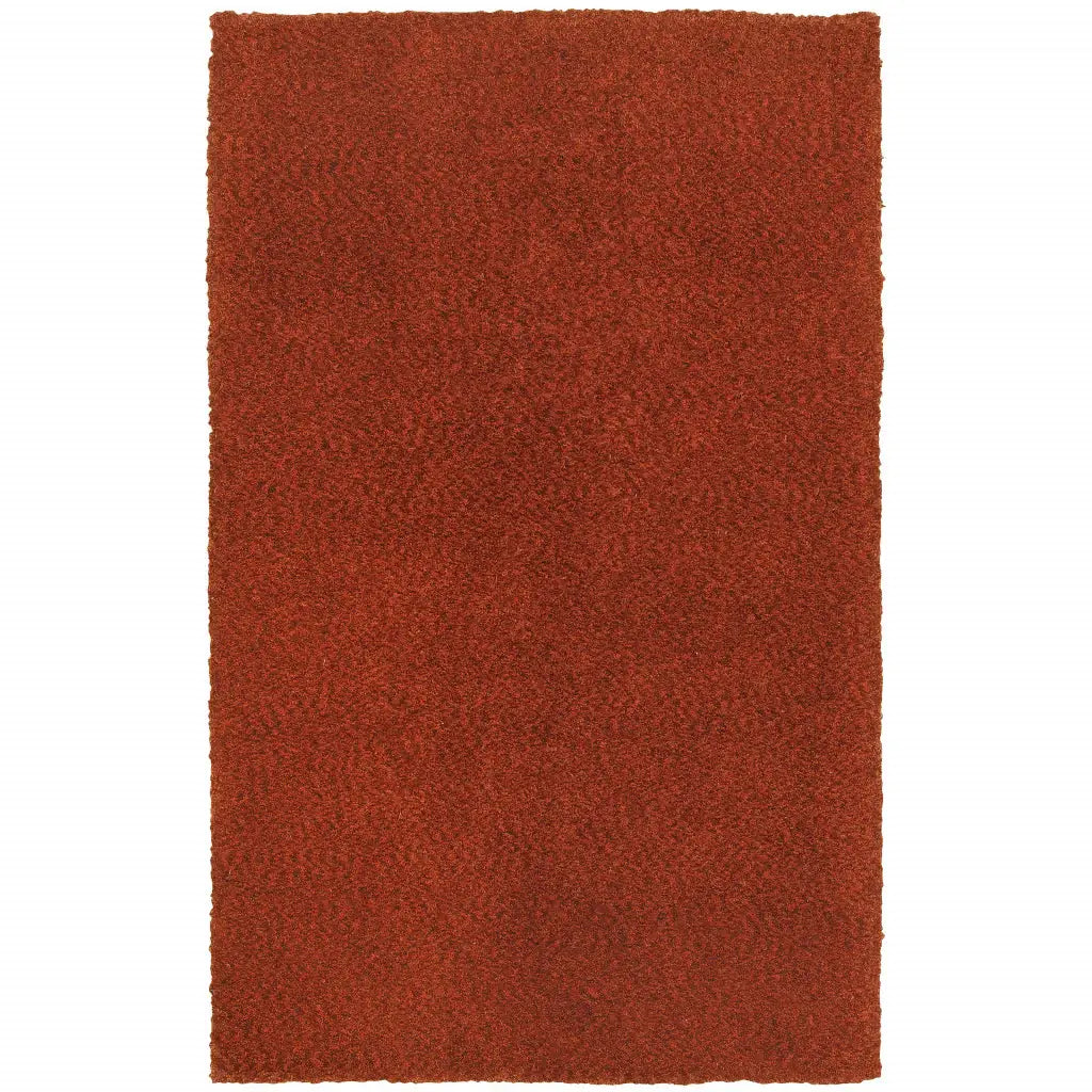 3' X 5' Rust Red Shag Tufted Handmade Stain Resistant Area Rug - Homeroots - Flyclothing LLC
