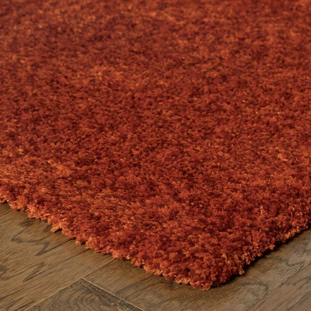 3' X 5' Rust Red Shag Tufted Handmade Stain Resistant Area Rug - Homeroots - Flyclothing LLC