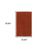 3' X 5' Rust Red Shag Tufted Handmade Stain Resistant Area Rug - Homeroots - Flyclothing LLC