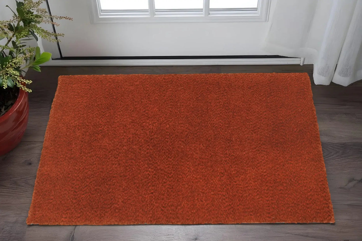 3' X 5' Rust Red Shag Tufted Handmade Stain Resistant Area Rug ...