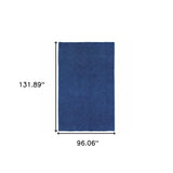 8' X 11' Deep Blue Shag Tufted Handmade Stain Resistant Area Rug - Homeroots - Flyclothing LLC
