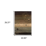 2' X 3' Brown And Beige Floral Power Loom Stain Resistant Area Rug - Homeroots