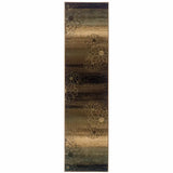 2' X 8' Brown And Beige Floral Power Loom Stain Resistant Runner Rug - Homeroots - Flyclothing LLC