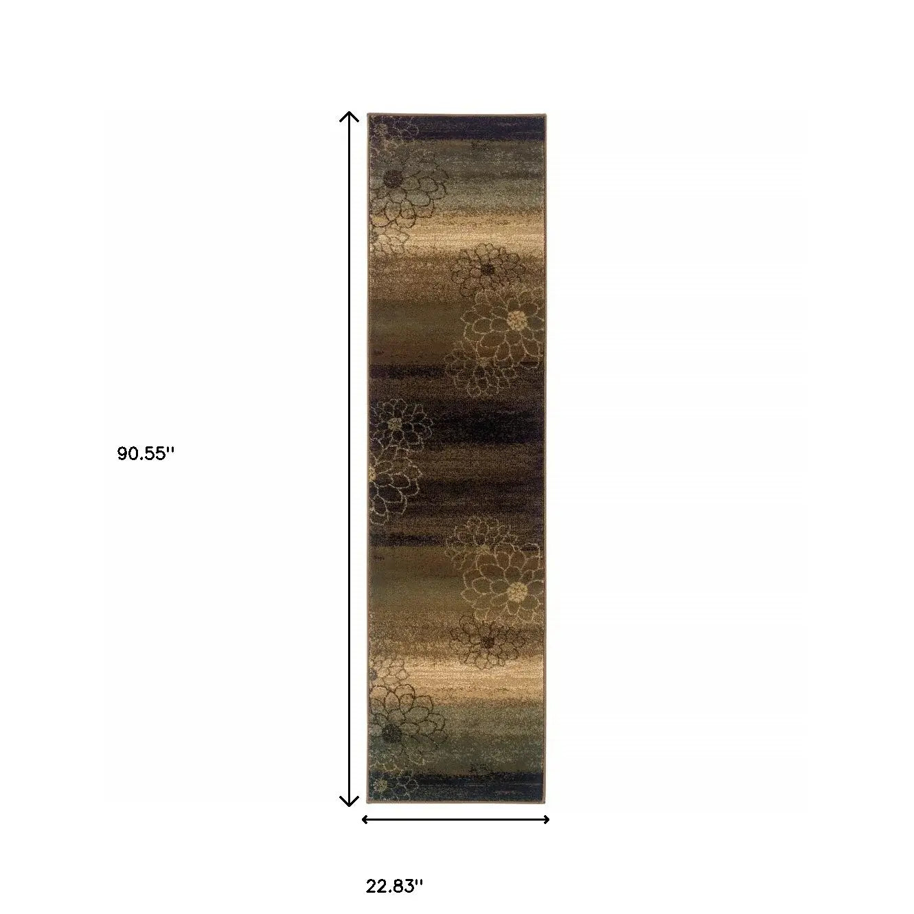 2' X 8' Brown And Beige Floral Power Loom Stain Resistant Runner Rug - Homeroots - Flyclothing LLC