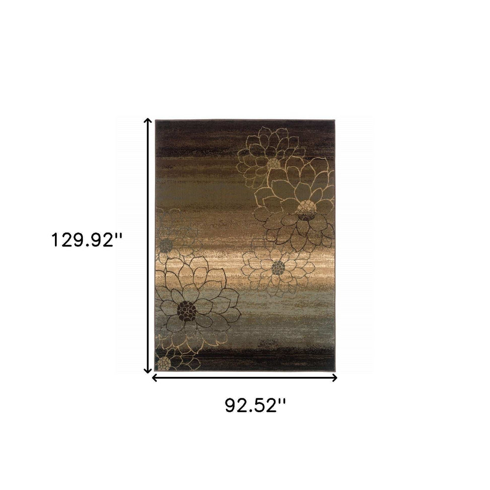 8' X 11' Brown And Beige Floral Power Loom Stain Resistant Area Rug - Homeroots - Flyclothing LLC