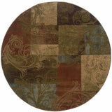 8' Green Round Geometric Power Loom Stain Resistant Area Rug - Homeroots - Flyclothing LLC