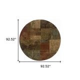 8' Green Round Geometric Power Loom Stain Resistant Area Rug - Homeroots - Flyclothing LLC