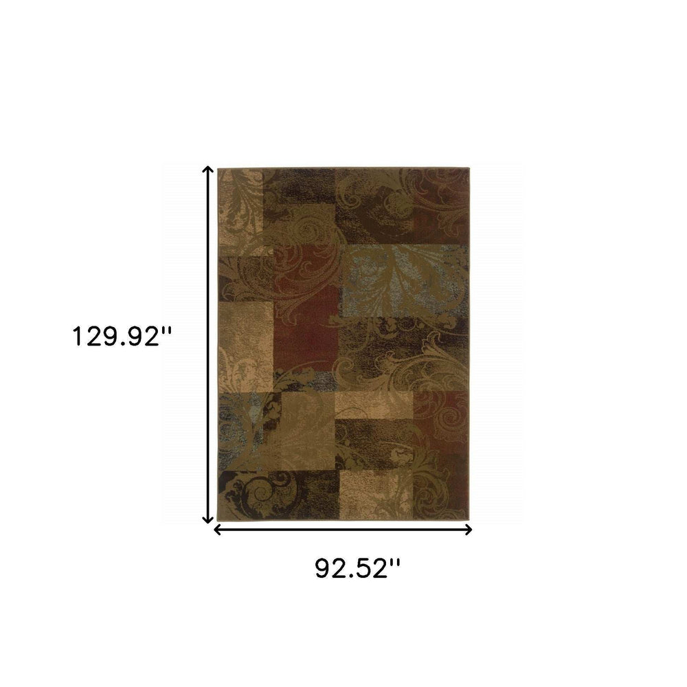 8' X 11' Green And Red Geometric Power Loom Stain Resistant Area Rug - Homeroots - Flyclothing LLC