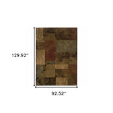 8' X 11' Green And Red Geometric Power Loom Stain Resistant Area Rug - Homeroots - Flyclothing LLC