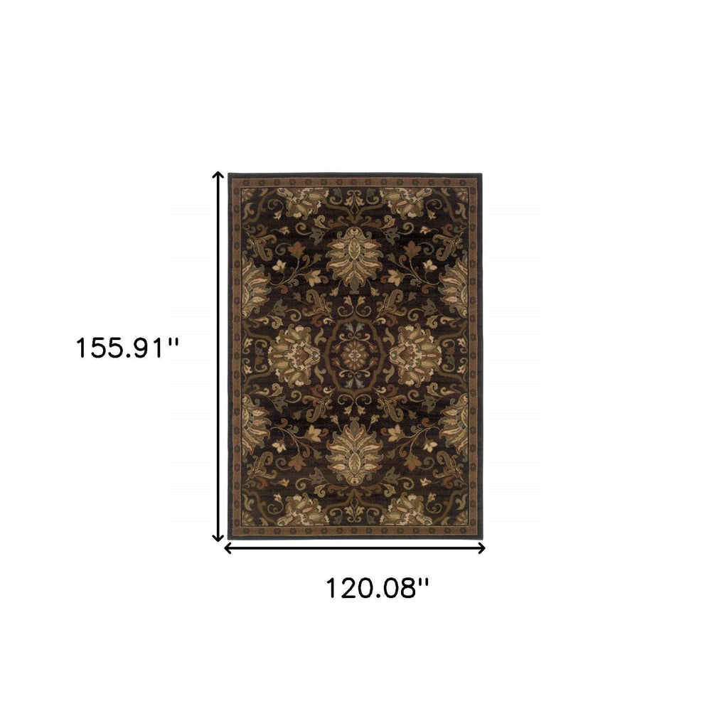 10' X 13' Brown Beige Blue And Red Oriental Power Loom Stain Resistant Area Rug - Homeroots - Flyclothing LLC