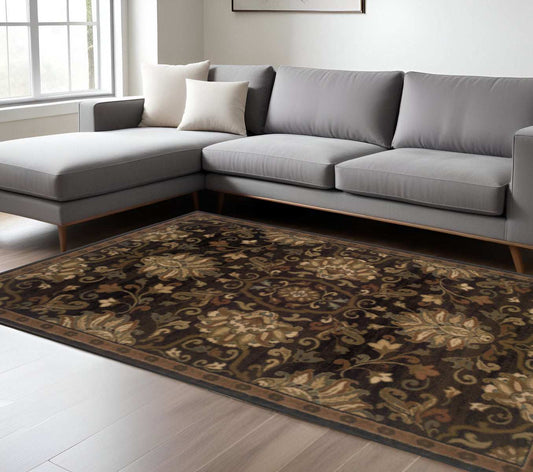 10' X 13' Brown Beige Blue And Red Oriental Power Loom Stain Resistant Area Rug - Homeroots - Flyclothing LLC