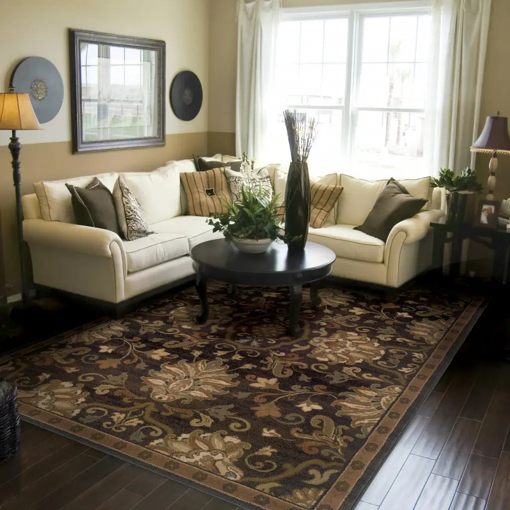 2' X 3' Brown Beige Blue And Red Oriental Power Loom Stain Resistant Area Rug - Homeroots - Flyclothing LLC