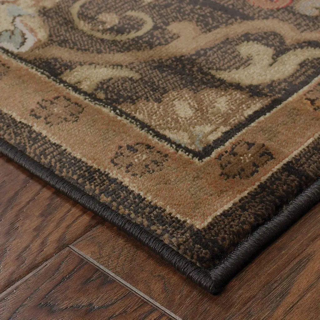 2' X 8' Brown Beige Blue And Red Oriental Power Loom Stain Resistant Runner Rug - Homeroots - Flyclothing LLC