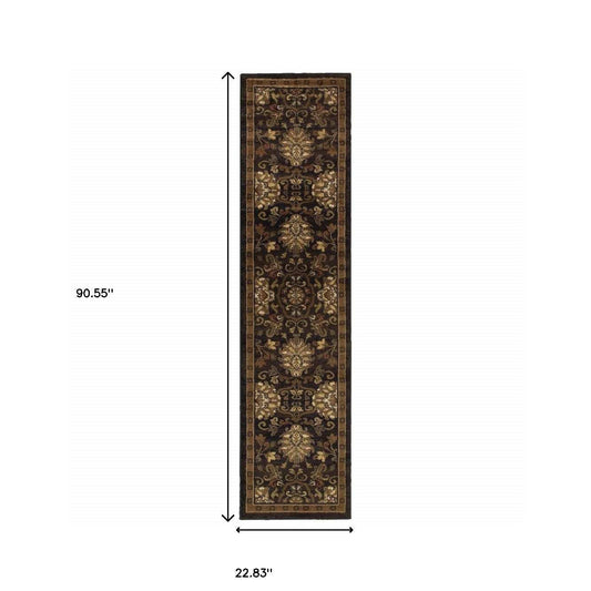 2' X 8' Brown Beige Blue And Red Oriental Power Loom Stain Resistant Runner Rug - Homeroots - Flyclothing LLC