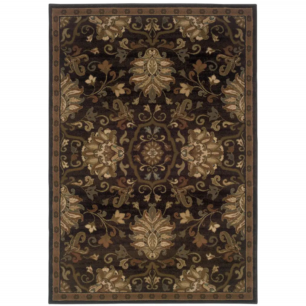 6' X 9' Brown Beige Blue And Red Oriental Power Loom Stain Resistant Area Rug - Homeroots - Flyclothing LLC