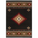 6' X 9' Black And Green Southwestern Power Loom Stain Resistant Area Rug - Homeroots - Flyclothing LLC