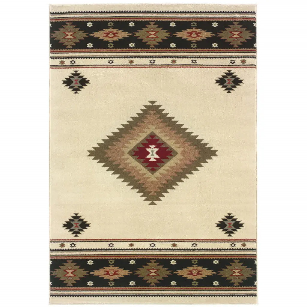 2' X 3' Beige Southwestern Power Loom Stain Resistant Area Rug - Homeroots - Flyclothing LLC