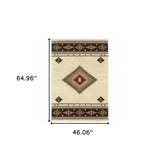 4' X 6' Beige Southwestern Power Loom Stain Resistant Area Rug - Homeroots - Flyclothing LLC