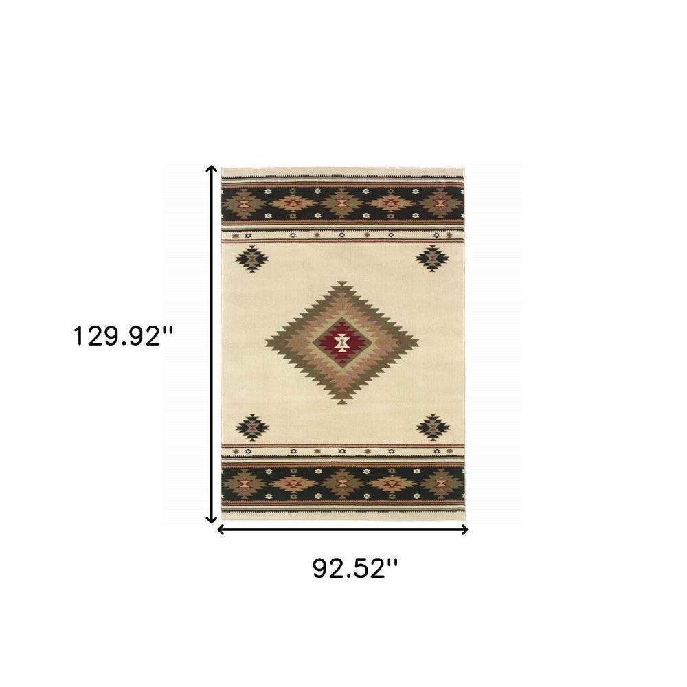 8' X 11' Beige Southwestern Power Loom Stain Resistant Area Rug - Homeroots - Flyclothing LLC
