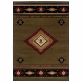 6' X 9' Green Southwestern Power Loom Stain Resistant Area Rug - Homeroots - Flyclothing LLC