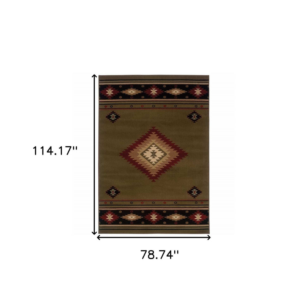 6' X 9' Green Southwestern Power Loom Stain Resistant Area Rug - Homeroots - Flyclothing LLC