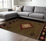 6' X 9' Green Southwestern Power Loom Stain Resistant Area Rug - Homeroots - Flyclothing LLC
