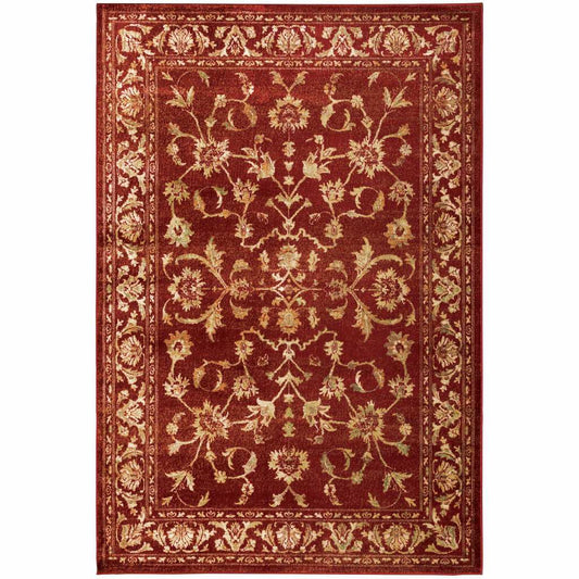 10' X 13' Red And Gold Oriental Power Loom Stain Resistant Area Rug - Homeroots - Flyclothing LLC