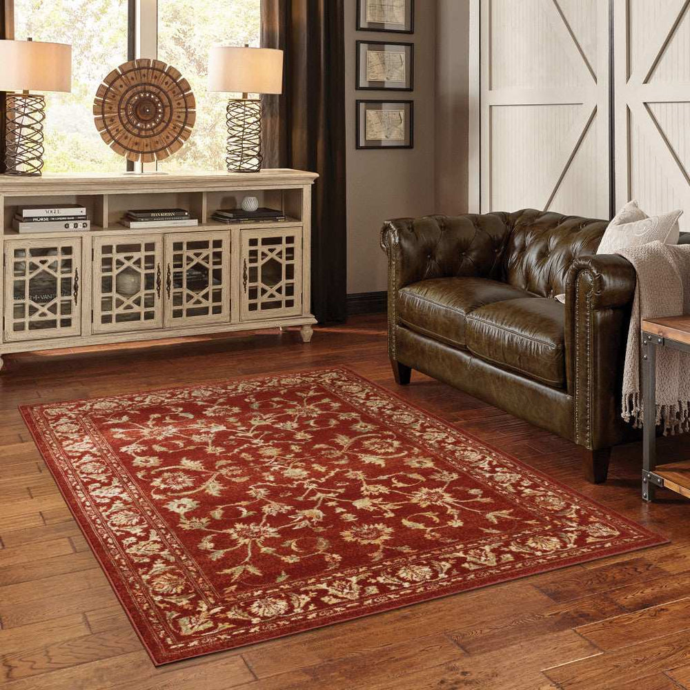 10' X 13' Red And Gold Oriental Power Loom Stain Resistant Area Rug - Homeroots - Flyclothing LLC