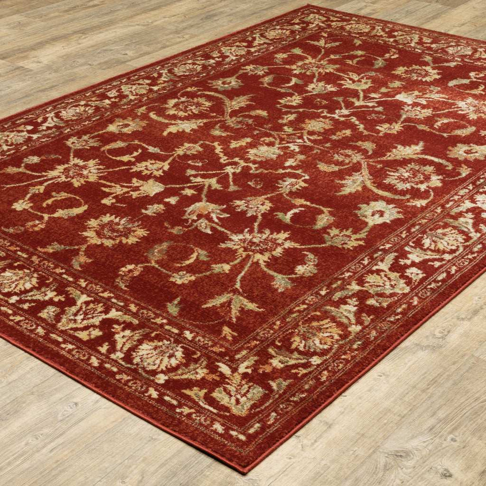 10' X 13' Red And Gold Oriental Power Loom Stain Resistant Area Rug - Homeroots - Flyclothing LLC