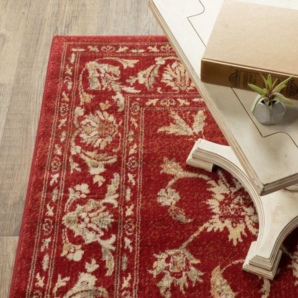 10' X 13' Red And Gold Oriental Power Loom Stain Resistant Area Rug - Homeroots - Flyclothing LLC