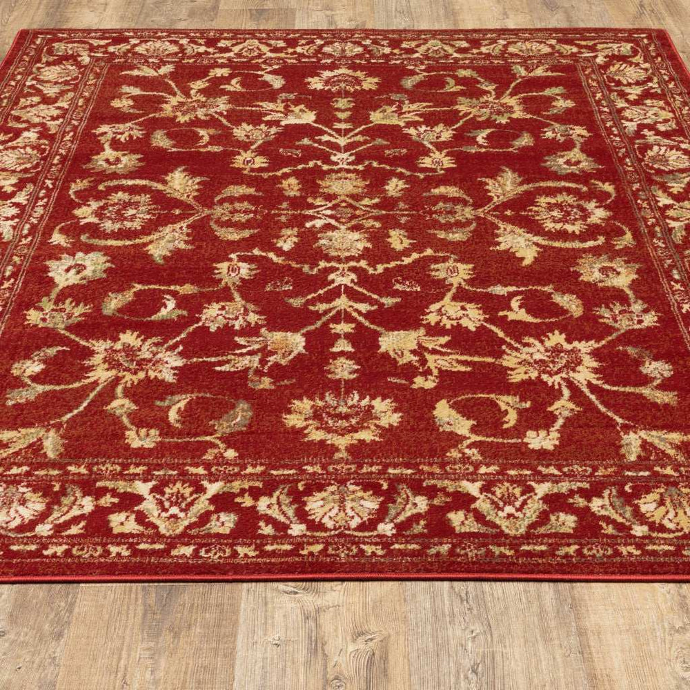 10' X 13' Red And Gold Oriental Power Loom Stain Resistant Area Rug - Homeroots - Flyclothing LLC