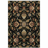 2' X 4' Green and Black Floral Power Loom Area Rug - Homeroots