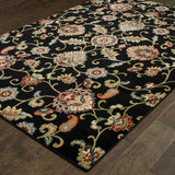 2' X 4' Green and Black Floral Power Loom Area Rug - Homeroots