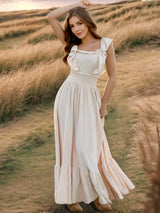 Ruffled Smocked Square Neck Maxi Dress - Trendsi - Flyclothing LLC