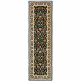2' X 8' Black And Ivory Oriental Power Loom Stain Resistant Runner Rug - Homeroots