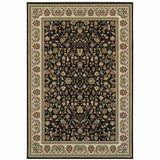 10' X 13' Black And Ivory Oriental Power Loom Stain Resistant Area Rug - Homeroots