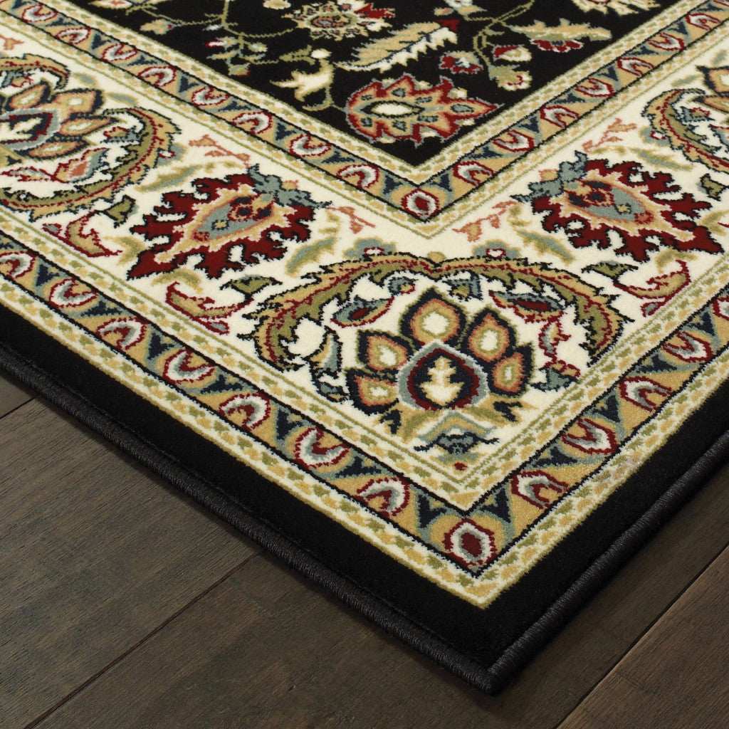 10' X 13' Black And Ivory Oriental Power Loom Stain Resistant Area Rug - Homeroots - Flyclothing LLC