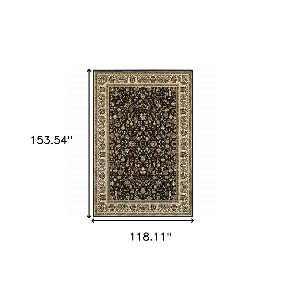 10' X 13' Black And Ivory Oriental Power Loom Stain Resistant Area Rug - Homeroots - Flyclothing LLC
