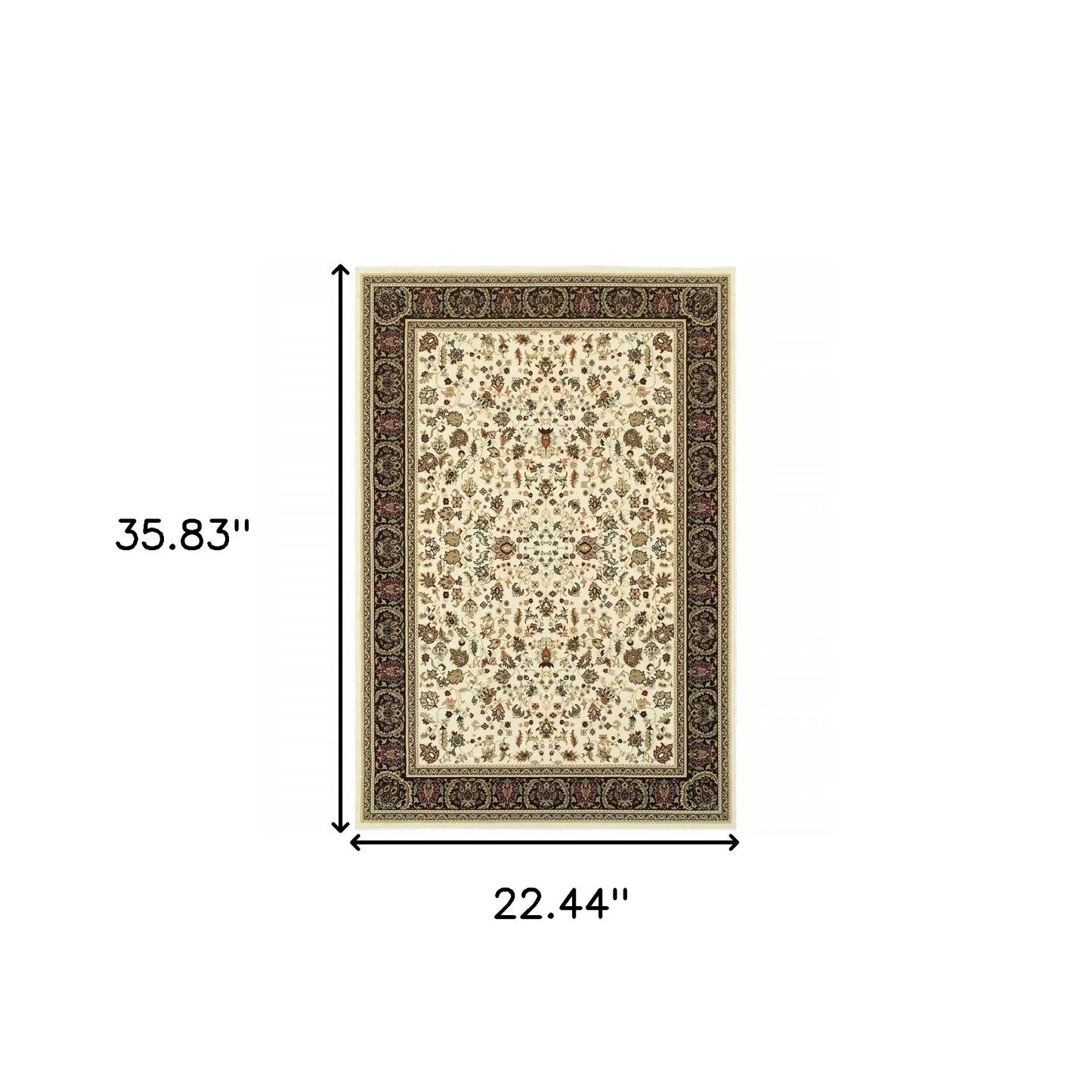 2' X 4' Ivory And Black Oriental Power Loom Stain Resistant Area Rug - Homeroots - Flyclothing LLC