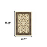 2' X 4' Ivory And Black Oriental Power Loom Stain Resistant Area Rug - Homeroots - Flyclothing LLC