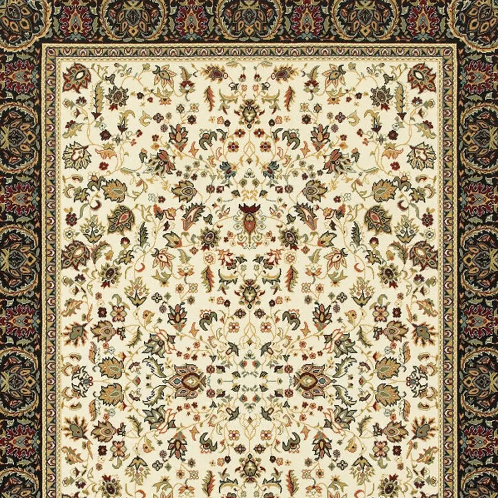 2' X 4' Ivory And Black Oriental Power Loom Stain Resistant Area Rug - Homeroots - Flyclothing LLC
