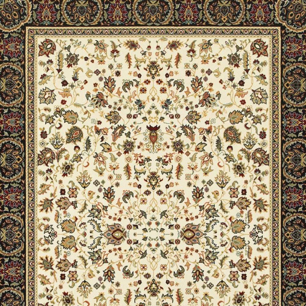 2' X 4' Ivory And Black Oriental Power Loom Stain Resistant Area Rug - Homeroots - Flyclothing LLC
