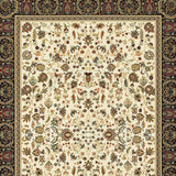 2' X 4' Ivory And Black Oriental Power Loom Stain Resistant Area Rug