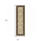 2' X 8' Ivory And Black Oriental Power Loom Stain Resistant Runner Rug - Homeroots