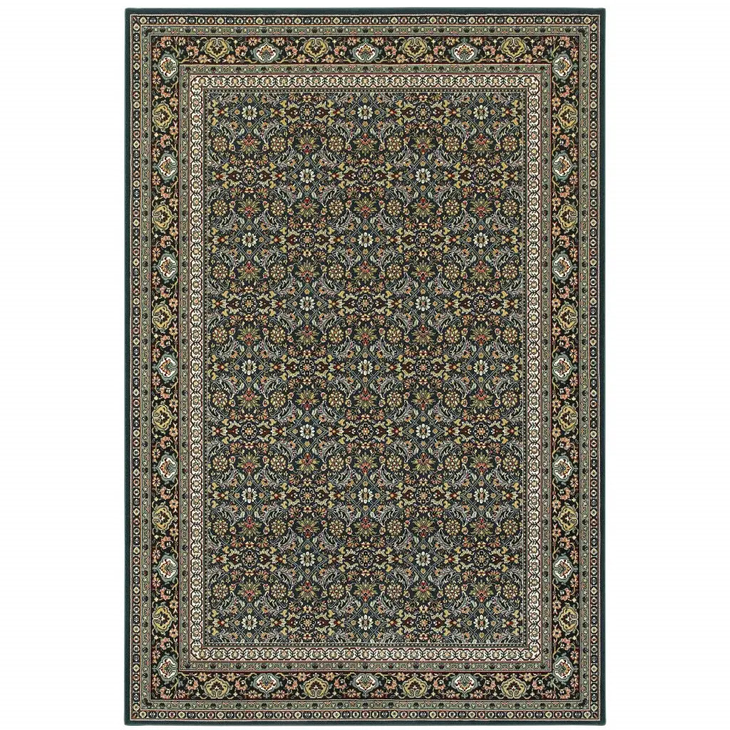 2' X 4' Navy Blue Oriental Power Loom Stain Resistant Area Rug - Homeroots - Flyclothing LLC