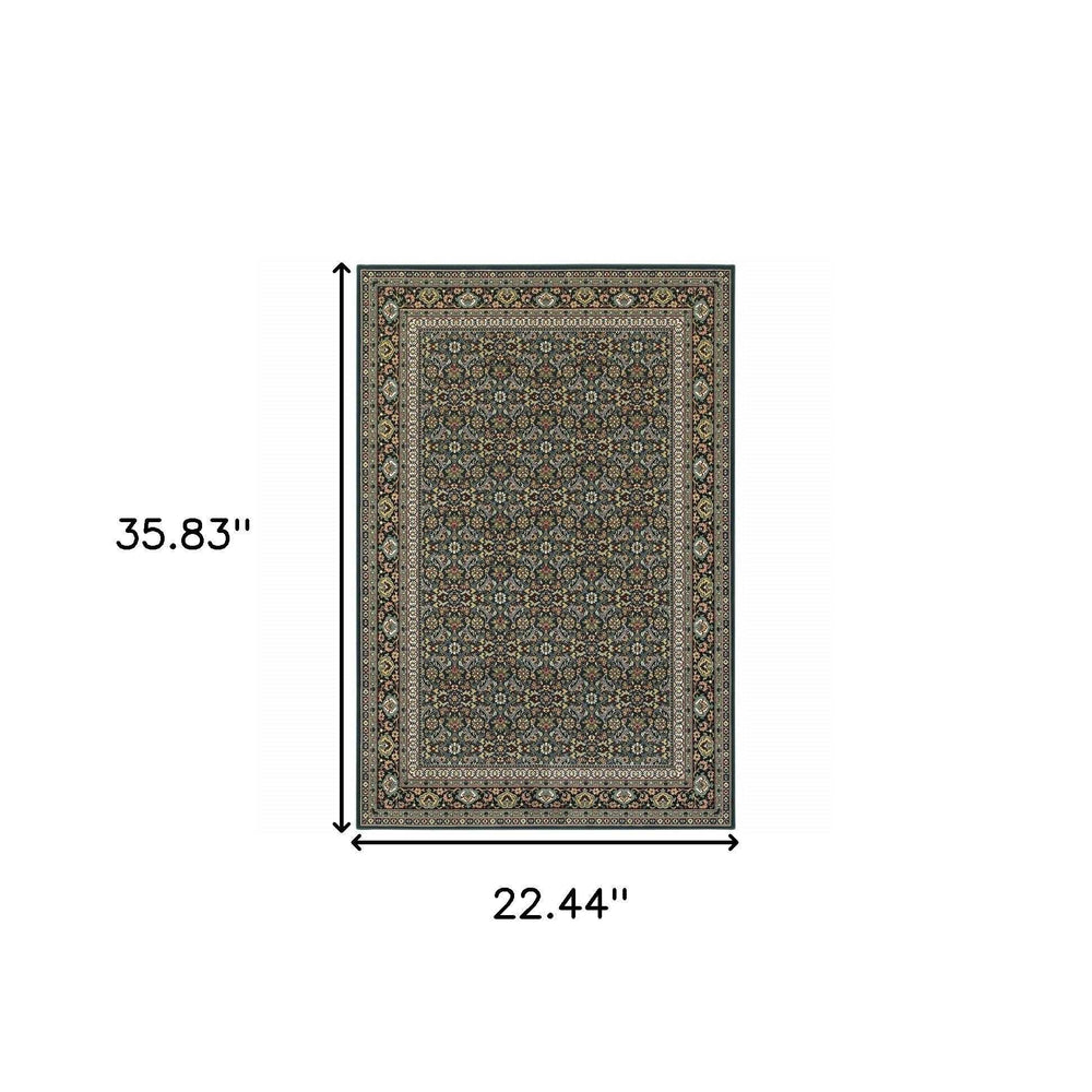 2' X 4' Navy Blue Oriental Power Loom Stain Resistant Area Rug - Homeroots - Flyclothing LLC