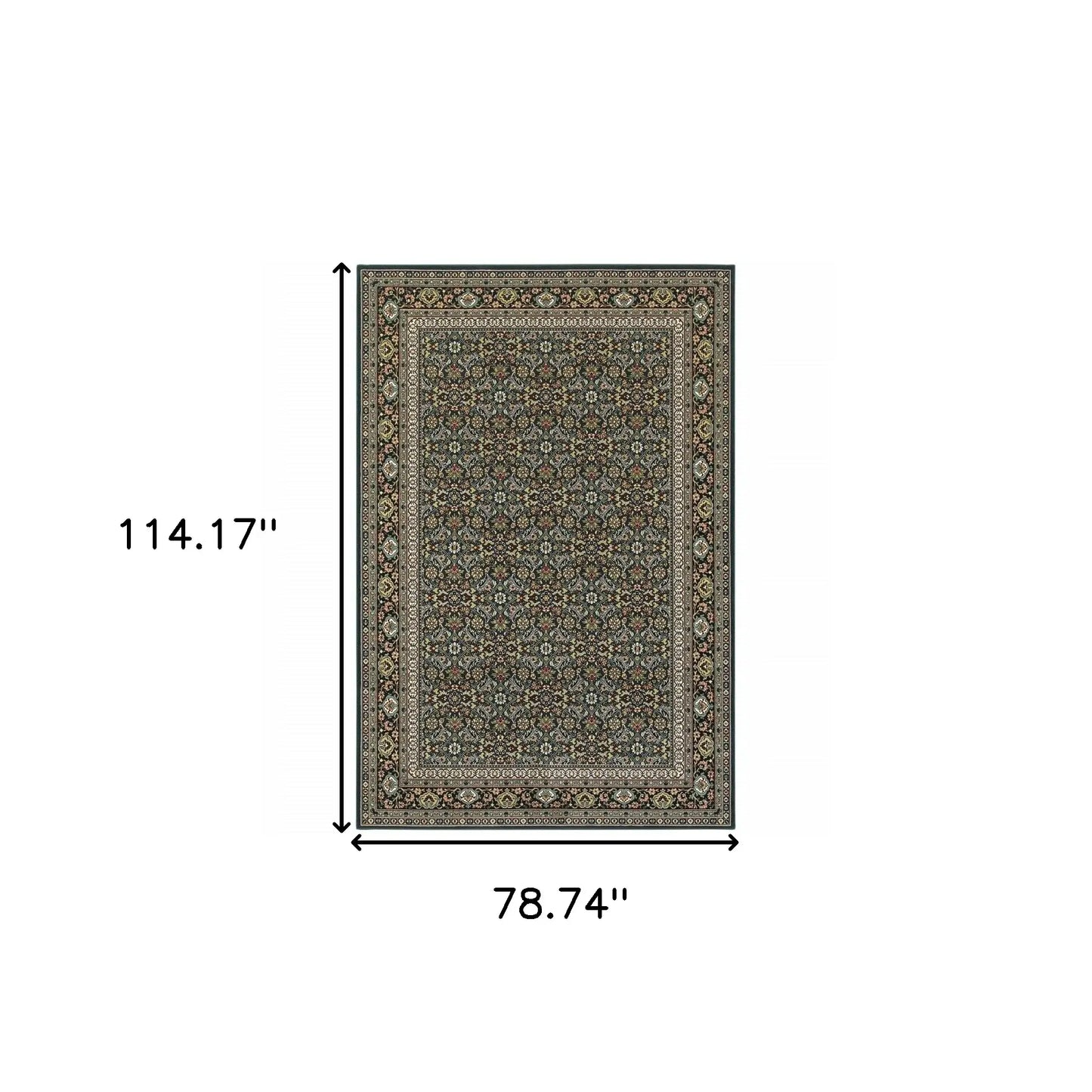 6' X 9' Navy Blue Green Red Ivory And Yellow Oriental Power Loom Stain Resistant Area Rug - Homeroots - Flyclothing LLC