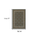 6' X 9' Navy Blue Green Red Ivory And Yellow Oriental Power Loom Stain Resistant Area Rug - Homeroots - Flyclothing LLC