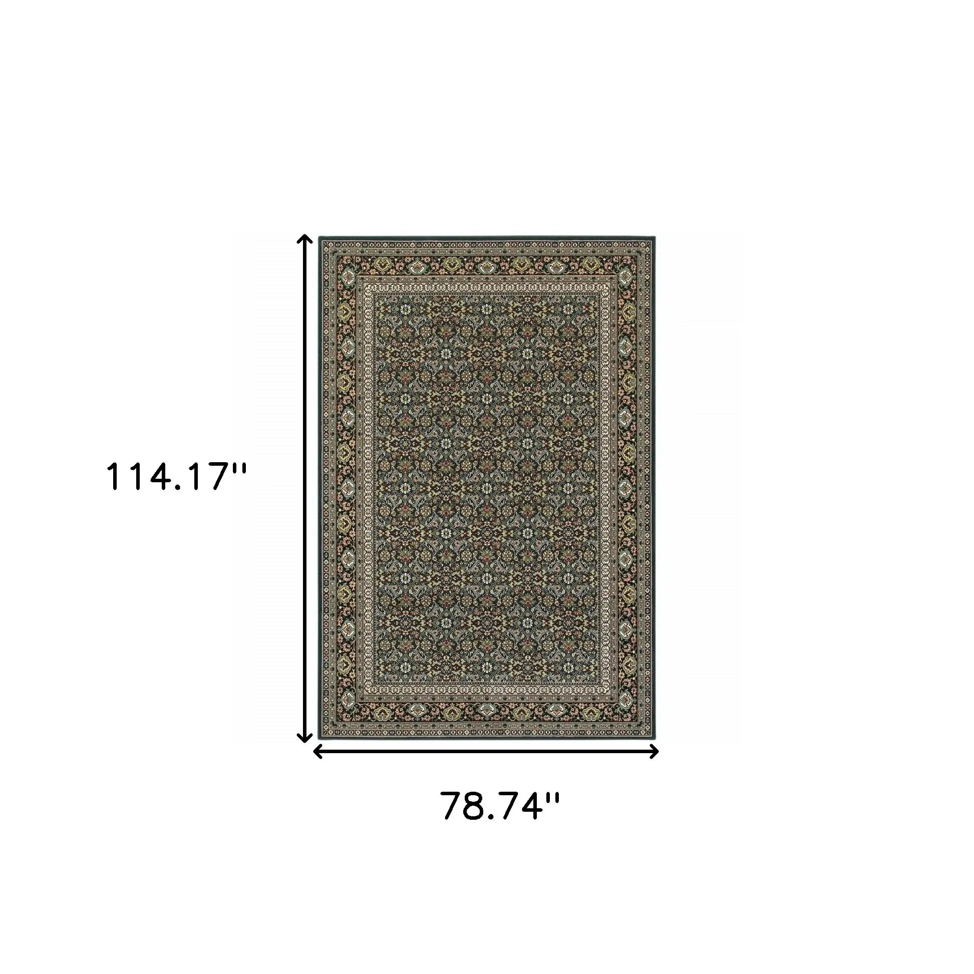6' X 9' Navy Blue Green Red Ivory And Yellow Oriental Power Loom Stain Resistant Area Rug - Homeroots - Flyclothing LLC