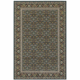 8' X 11' Navy Blue Green Red Ivory And Yellow Oriental Power Loom Stain Resistant Area Rug - Homeroots - Flyclothing LLC